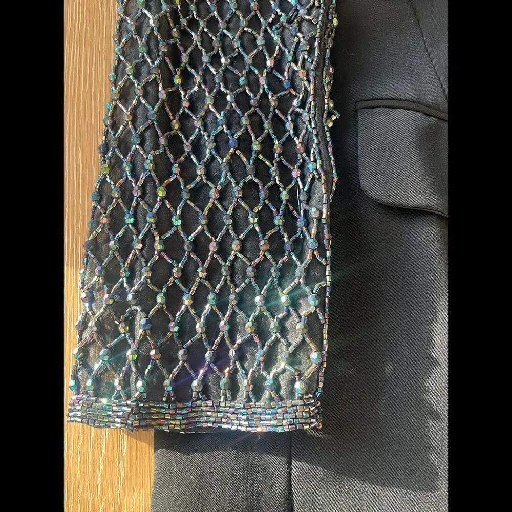 NWOT, Vintage Lulu Bravo Blazer, Iridescent Beaded Sleeves, Sz 12, So Unique! - Picture 4 of 14